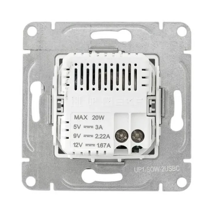 Розетка 2-м СП Эпика USB-C механизм бел. EKF UP1-SOW-2USBC