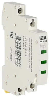 Лампа индикаторная тройная LED 230-415В AC зел. ARMAT IEK AR-LED-3-4-G