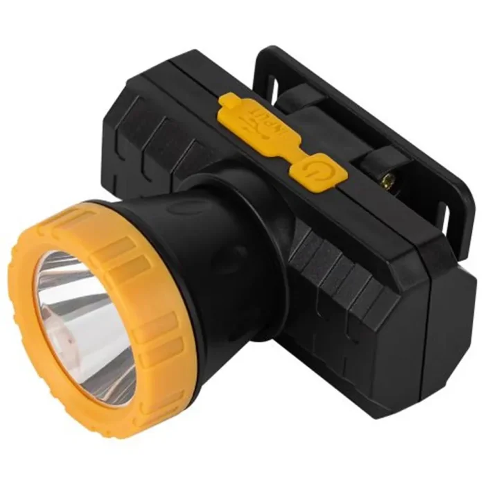 Фонарь светодиодный аккумуляторный налобный GA-802 3Вт 2режима Li-Ion 1500мАч IP40 желт./черн. Эра Б0055349