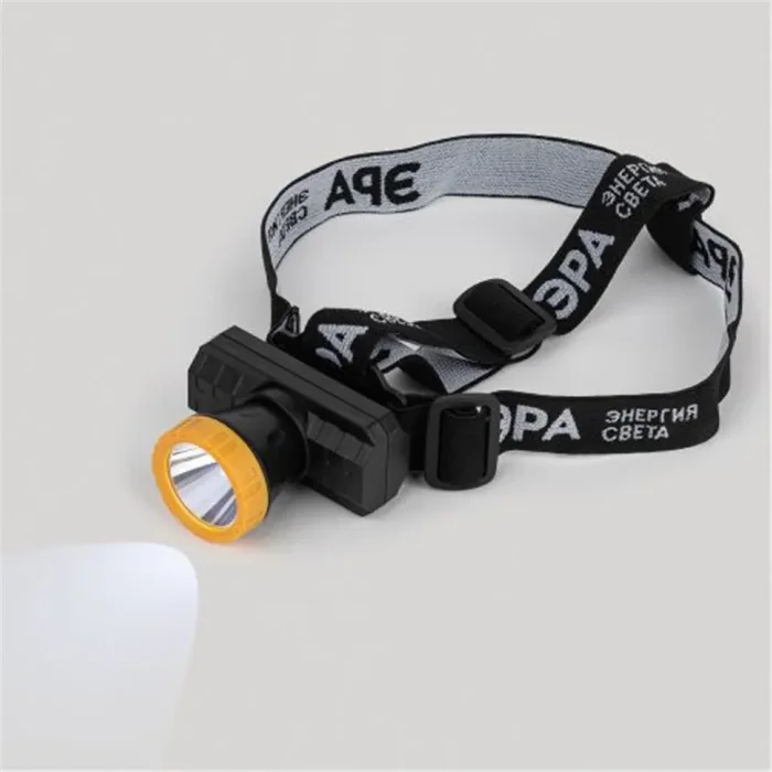 Фонарь светодиодный аккумуляторный налобный GA-802 3Вт 2режима Li-Ion 1500мАч IP40 желт./черн. Эра Б0055349