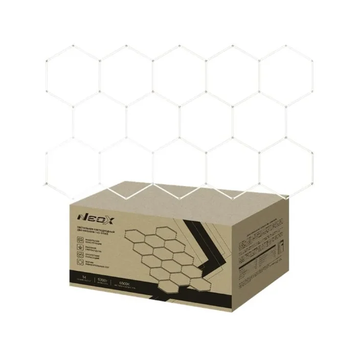 Светильник светодиодный ДБО-HEXAGON 14С-57065 570Вт 6500К 230В 4027х2325мм 14 сот 0.5м шнур с вилкой NEOX 4690612066653