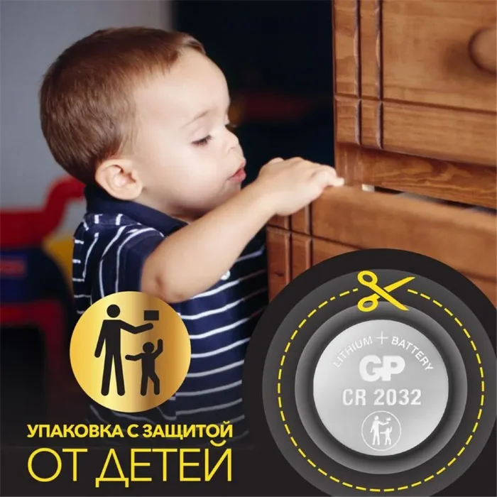 Элемент питания литиевый CR2032 CR2032-2CRU2 20/1200 (блист.2шт) GP 17041