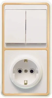 Блок БКВР-032 Бэлла (2-кл. выкл. + розетка с заземл.) зол. Кунцево 5832