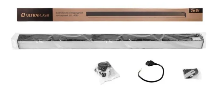 Светильник светодиодный офисный LPL-6009 900х55х55 36Вт 4000К LED черн. Ultraflash 15547