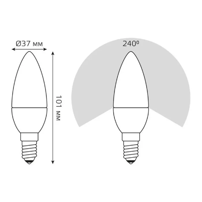 Лампа светодиодная Black 7Вт свеча 4100К нейтр. бел. E14 550лм шаг. диммир. GAUSS 103101207-S