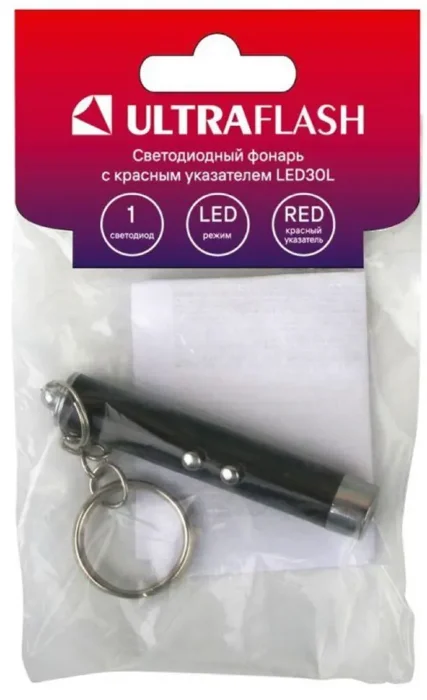 Фонарь LED30L (1LED+лазерная указка 3хAG3 блист-пакет черн.) Ultraflash 12325