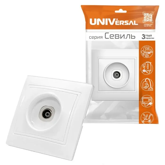 Розетка телевизионная TV 1-м СП Севиль бел. UNIVersal С0027