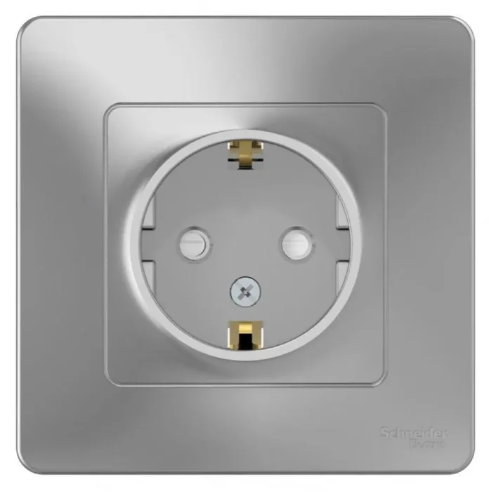 Розетка 1-м СП Blanca 16А IP20 250В с заземл. защ. шторки алюм. SE BLNRS001113