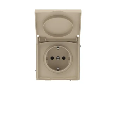 Розетка силовая KANT IP44 2P+E защ. шторки с крышкой ванильн. марципан DKC 7015013