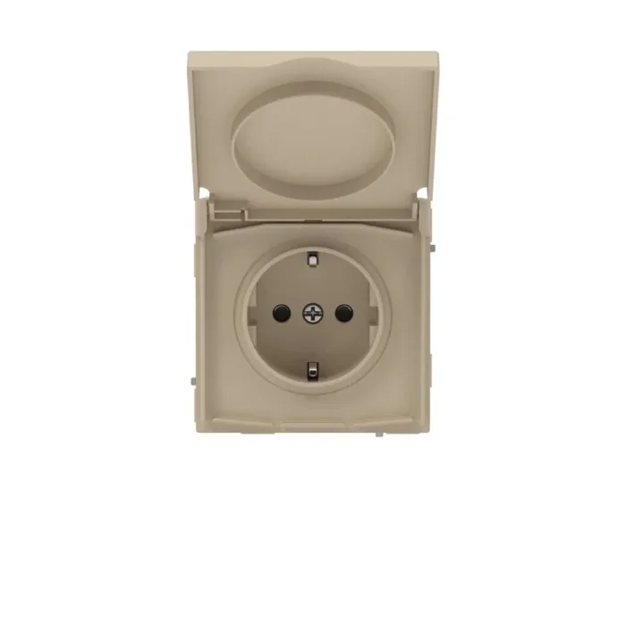 Розетка силовая KANT IP44 2P+E защ. шторки с крышкой ванильн. марципан DKC 7015013