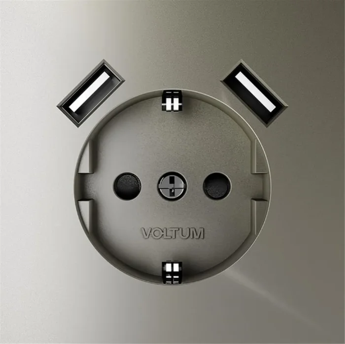 Розетка 1-м СП S70 16А с USB A+A с заземл. защ. шторки механизм шелк Voltum VLS040404