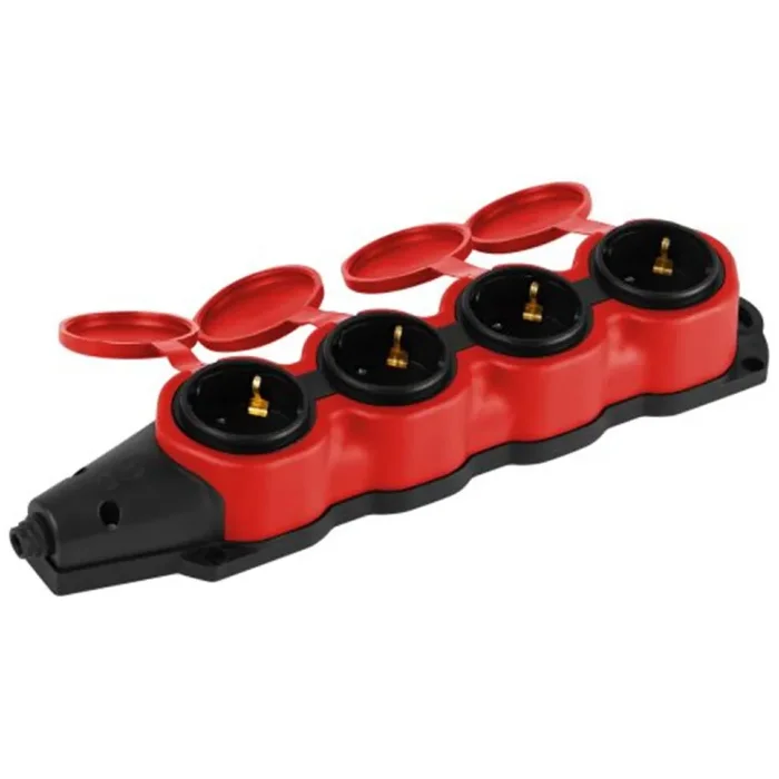 Колодка 4-м с заземл. 16A IP44 KX-4e-RED-IP44 каучук. красн. Эра Б0068456