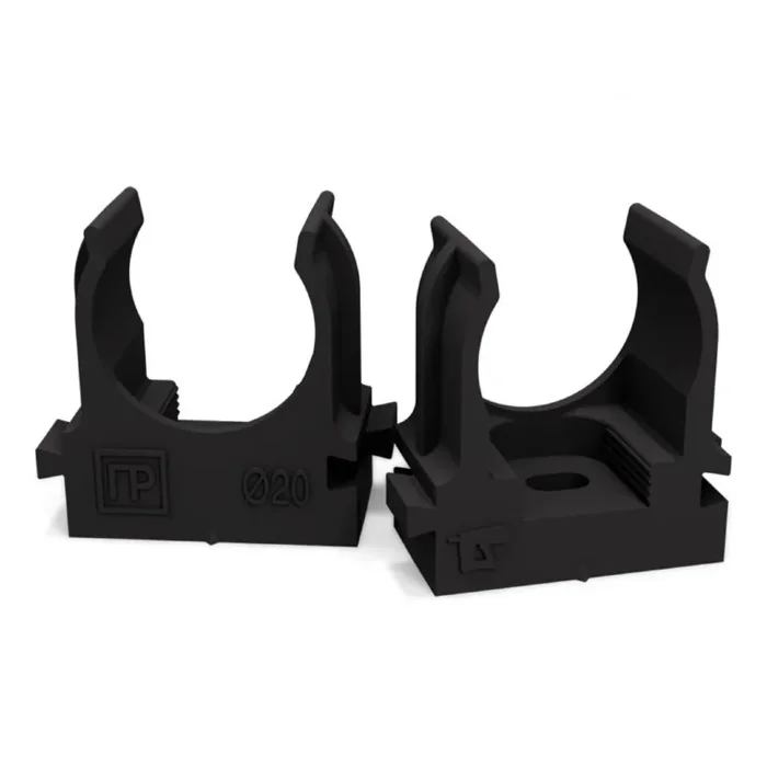 Держатель для труб (клипса) d20мм для монтажн. пистолета черн. в п/э Промрукав PR13.0132