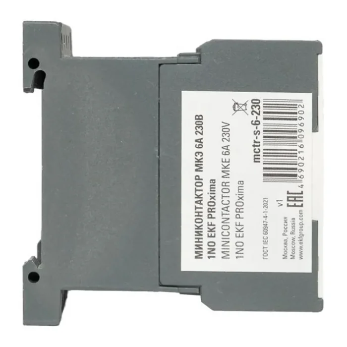 Мини-контактор МКЭ 6А кат. 230В AC 1НО PROxima EKF Mctr-s-6-230