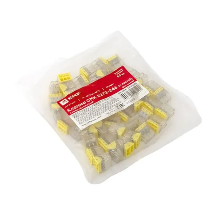 Клемма строительно-монтажная СМК 2273-246 6-проводная 0.5-2.5кв.мм с пастой (уп.50шт) PROxima EKF plc-smk-2273-246