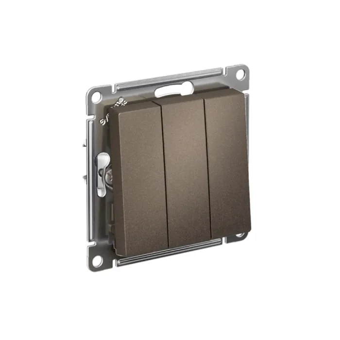 Выключатель 3-кл. СП AtlasDesign 10А IP20 (сх. 1+1+1) 10AX механизм мокко SE ATN000631