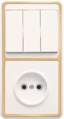 Блок БКВР-039 Бэлла (3-кл. выкл. + розетка) зол. Кунцево 5840