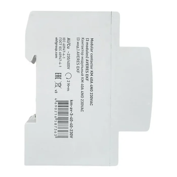 Контактор модульный КМ 40А 4NO 230В AC (3 мод.) AVERES EKF km-av-3-40-40-230V