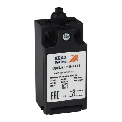Выключатель концевой OptiLiS D4N-4131 толкатель пластик. EN 50047 XCKN2112P20 КЭАЗ 365302