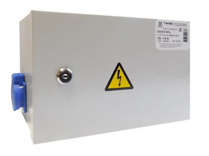 Ящик с понижающим трансформатором ЯТП 0.25 230/24 (3 авт. выкл.) IP54 TOKOV ELECTRIC TKE-TT13-24-250-54