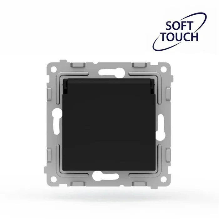 Розетка 1-м СП Pixel IP44 с заземл. с крышкой механизм карбон TOKOV ELECTRIC TKE-PX-R1ZSW1-C14-IP44