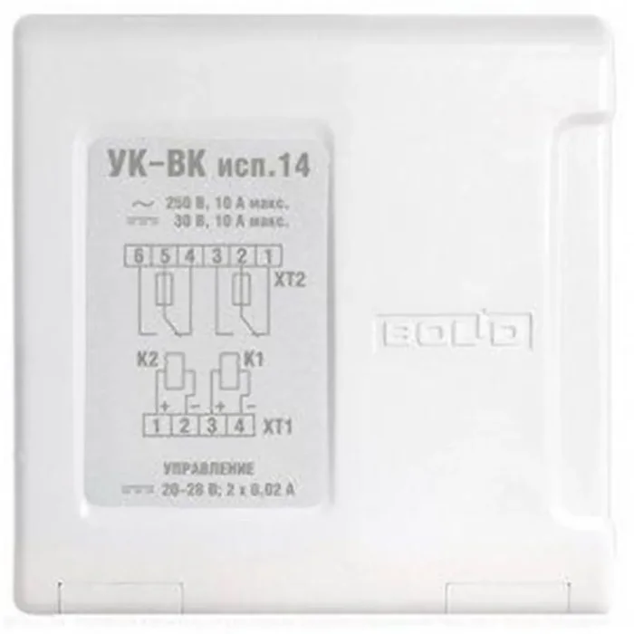 Устройство коммутационное УК-ВК (исп. 14) (усил. рел. на 2 кан.; вх. напр. 24В 20мА вых. до 250В 10А) Болид 259854
