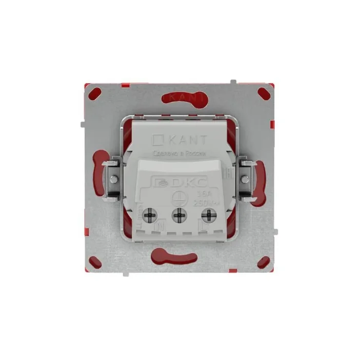 Розетка силовая KANT 2P+E без шторки красн. сатин DKC 7001033