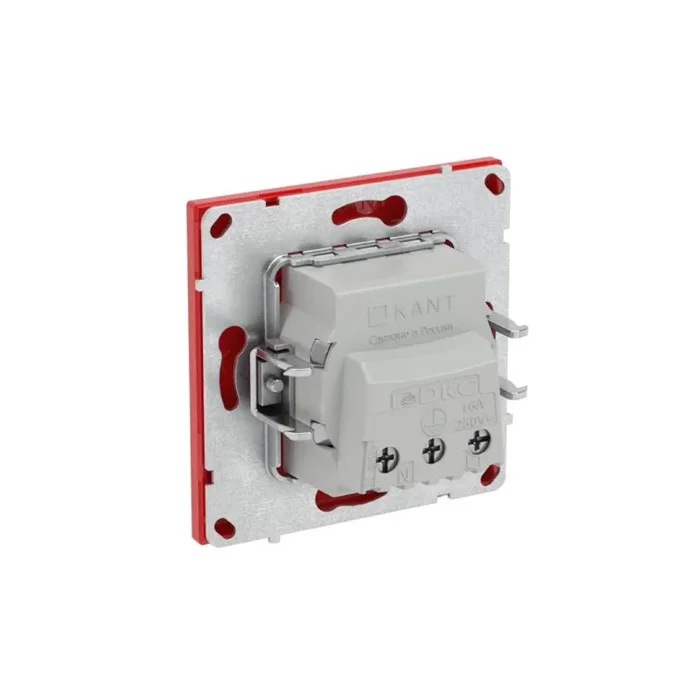 Розетка силовая KANT 2P+E без шторки красн. сатин DKC 7001033