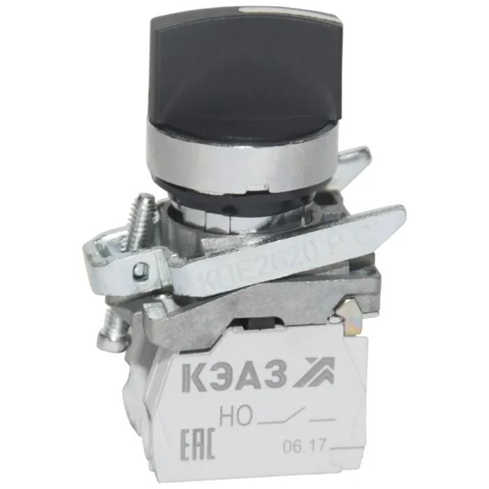 Переключатель КПЕ2620РС 2но+0нз ручка фикс 3поз IP65черн. КЭАЗ 248266