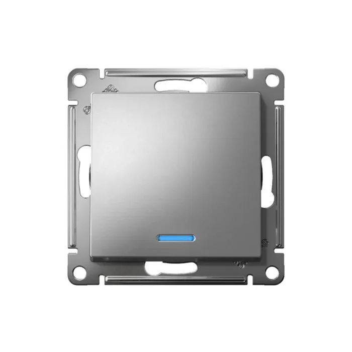 Переключатель проходной 1-кл. СП AtlasDesign 10А IP20 (сх. 6а) 10AX с подсветкой механизм сталь SE ATN000963