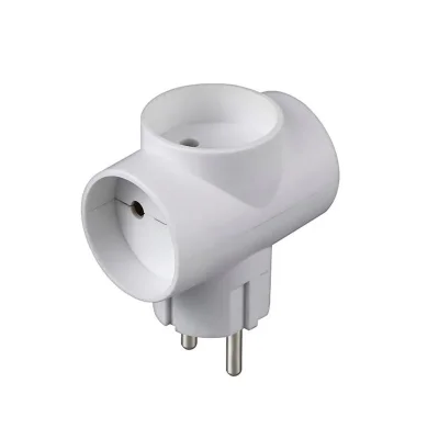 Разветвитель 3-м Т-образный без заземл. 10А 2200Вт 250В бел. DОМТОК 2662