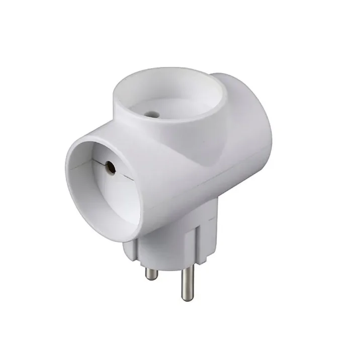 Разветвитель 3-м Т-образный без заземл. 10А 2200Вт 250В бел. DОМТОК 2662