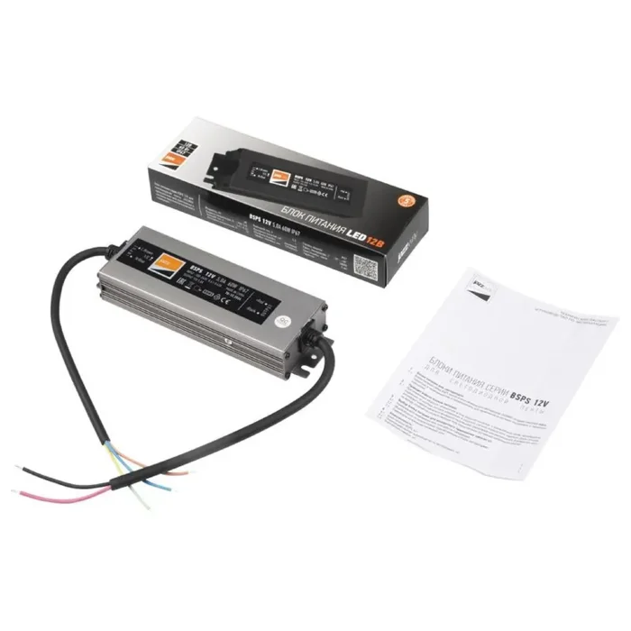 Блок питания для светодиодной ленты 60Вт 5А 12В IP67 BSPS влагозащ. метал. JazzWay 3329273A