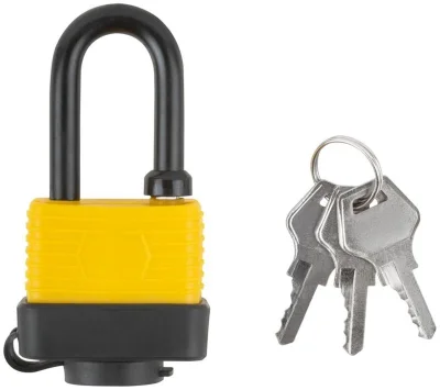 Замок навесной всепогодный 40х31мм длинная стальная дужка 6мм FIT 67193