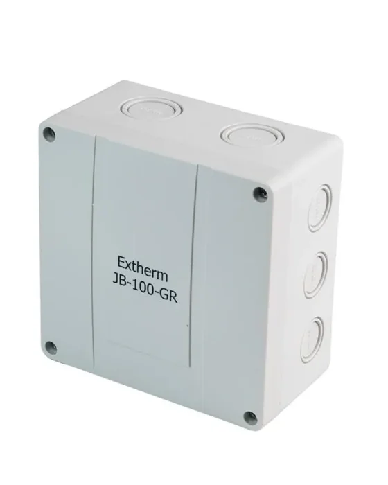 Коробка распределительная 140х140х76мм IP66 в комплекте с клеммным рядом 10х10кв.мм 76А сер. Extherm JB-100-GR