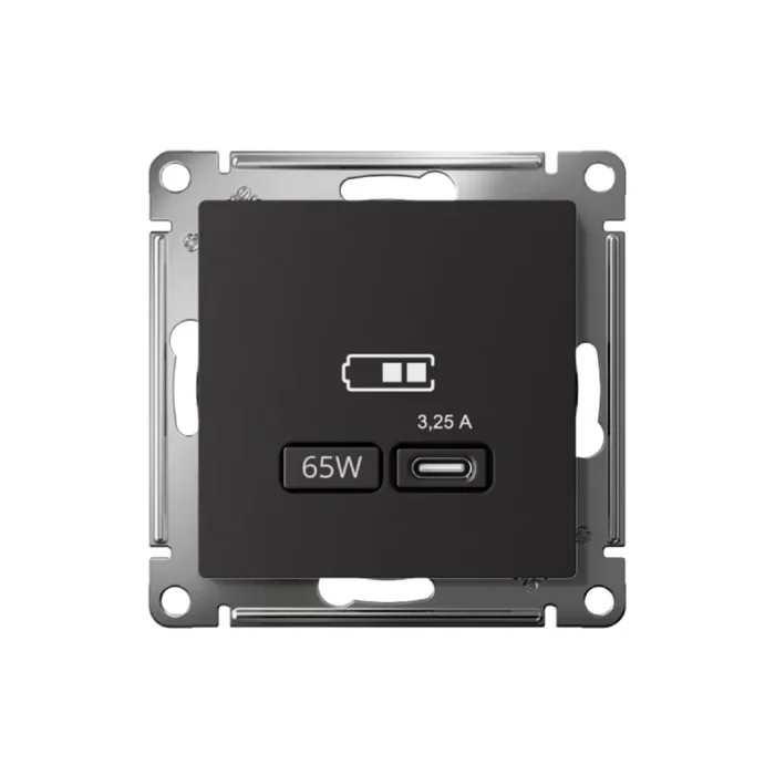 Розетка USB AtlasDesign тип C 65Вт QC PD высокоскор. ЗУ механизм карбон SE ATN001027