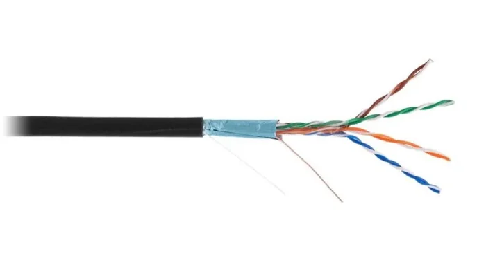 Кабель F/UTP кат.5E (класс D) 4 пары 100МГц ОЖ BC чистая медь внешн. PE до -40град.C черн. (уп.305м) NETLAN EC-UF004-5E-PE-BK