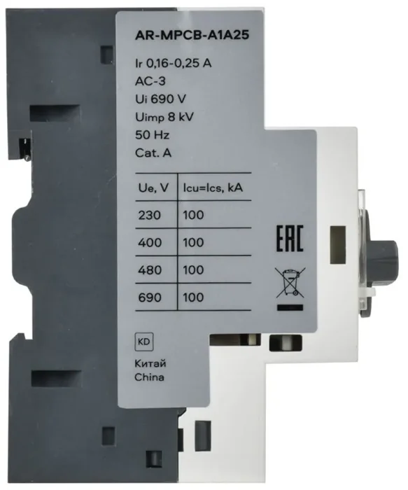 Выключатель автоматический защиты двигателя A1 GV2P 0.16-0.25А ARMAT IEK AR-MPCB-A1A25