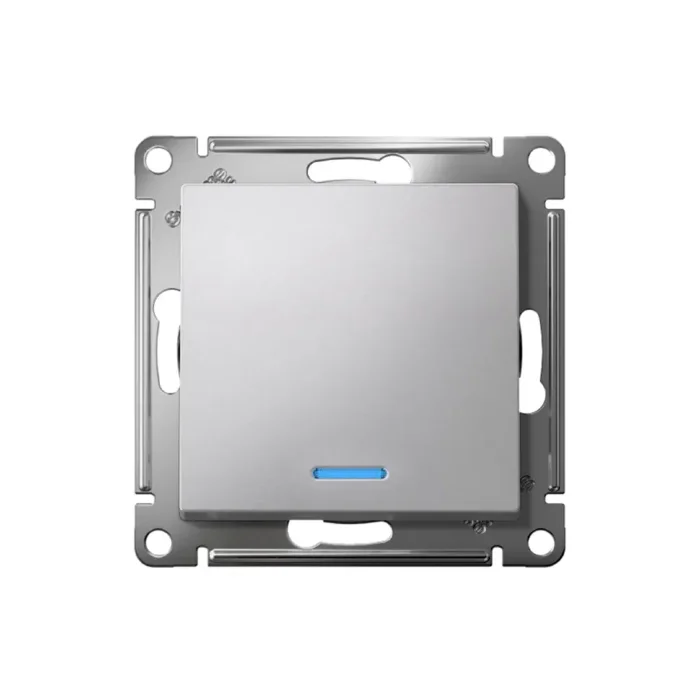 Выключатель 1-кл. СП AtlasDesign 10А IP20 (сх. 1а) 10AX с подсветкой механизм алюм. SE ATN000313