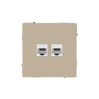 Розетка компьютерная 2-м KANT RJ45 кат.5E без шторки ванильн. марципан DKC 7015664