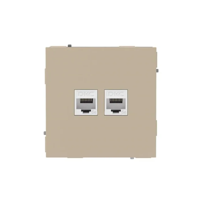 Розетка компьютерная 2-м KANT RJ45 кат.5E без шторки ванильн. марципан DKC 7015664