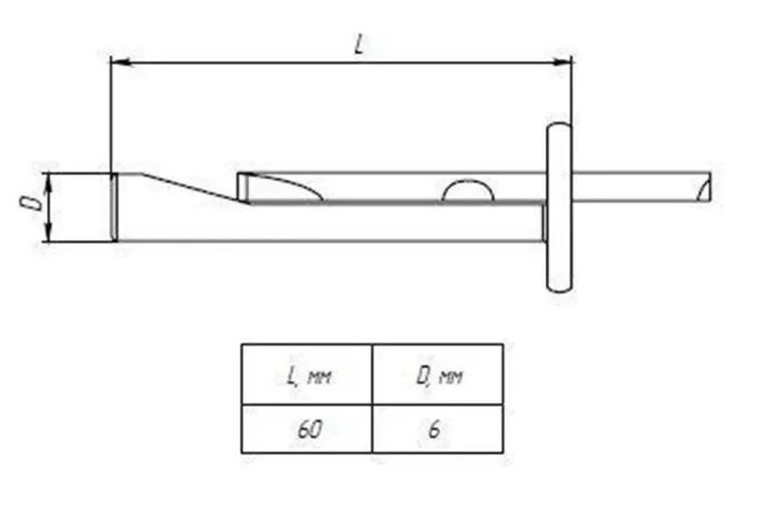 Анкер-клин М6х60мм EKF aklm6x60