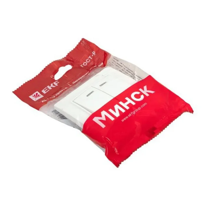 Выключатель 2-кл. СП Минск 10А IP20 с индикатором бел. Basic EKF ERV10-123-10
