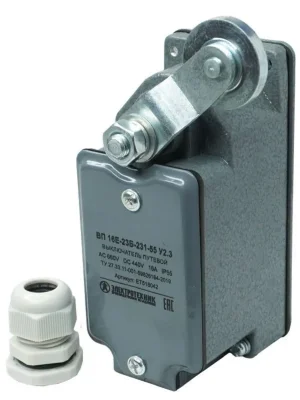 Выключатель путевой ВП 16Е-23Б-231-55 У2.3 1НО+1НЗ IP55 рычаг с роликом с сальником ход вправо самовозврат Электротехник ET518042