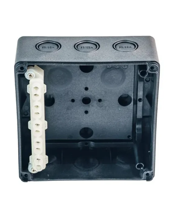 Коробка распределительная 140х140х76мм IP66 в комплекте с клеммным рядом 10х10кв.мм 76А черн. Extherm JB-100-BL