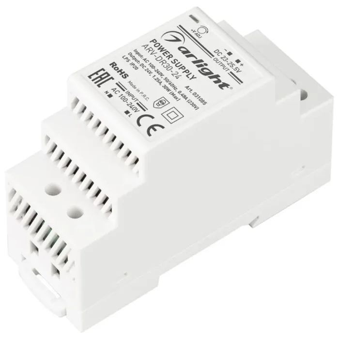 Блок питания ARV-DR30-24 24В 1.25А 30Вт IP20 DIN-рейка Arlight 031085