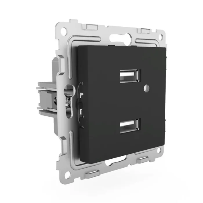 Розетка 2-м USB СП Pixel тип A+A 5В 1х2.1А 2х1.05А механизм карбон TOKOV ELECTRIC TKE-PX-2USB-C14