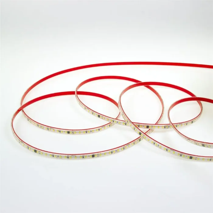 Светодиодная лента 220VAC, 2835, 120led/m, 4.8W/m, warm white 3000K, A118, IP67, 10mm, со скотчем