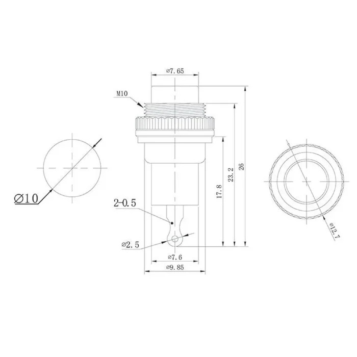 Выключатель-кнопка металл 220В 2А (2с) OFF-(ON) d10.2 красн. Mini (RWD-213) Rexant 36-3331