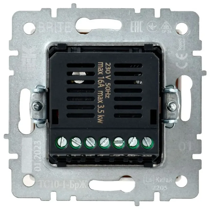 Термостат электронный с индик. BRITE СП IP20 ТС10-1-БрЖ механизм жемчуж. IEK BR-RT11-K36